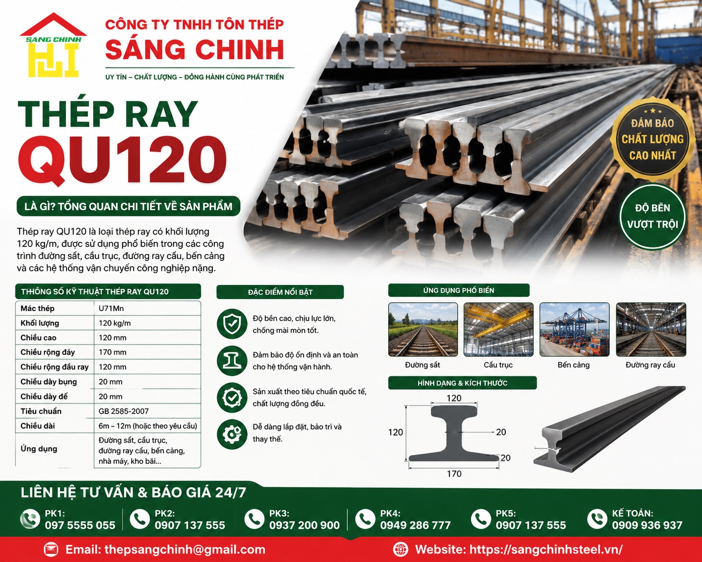 Thép Ray QU120