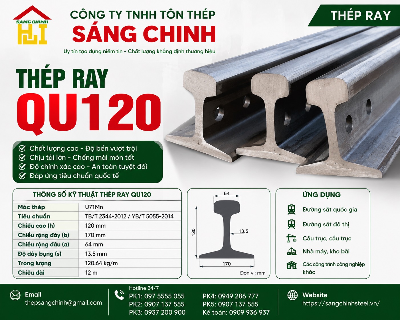 Thép Ray QU120