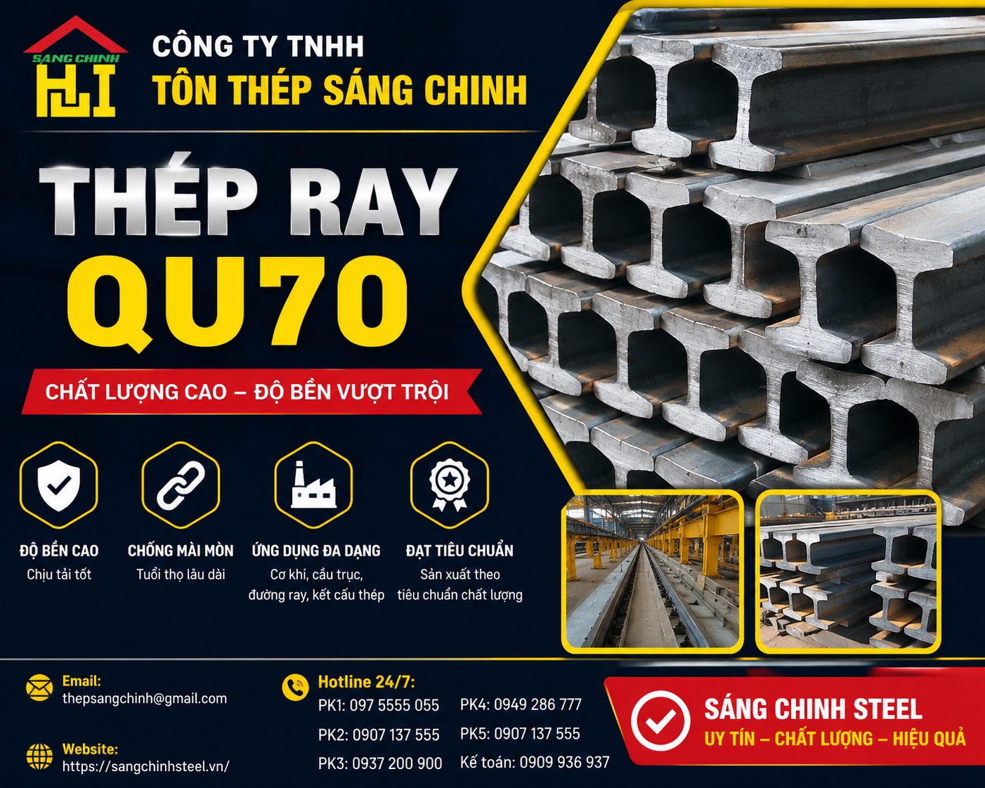 Thép ray QU70