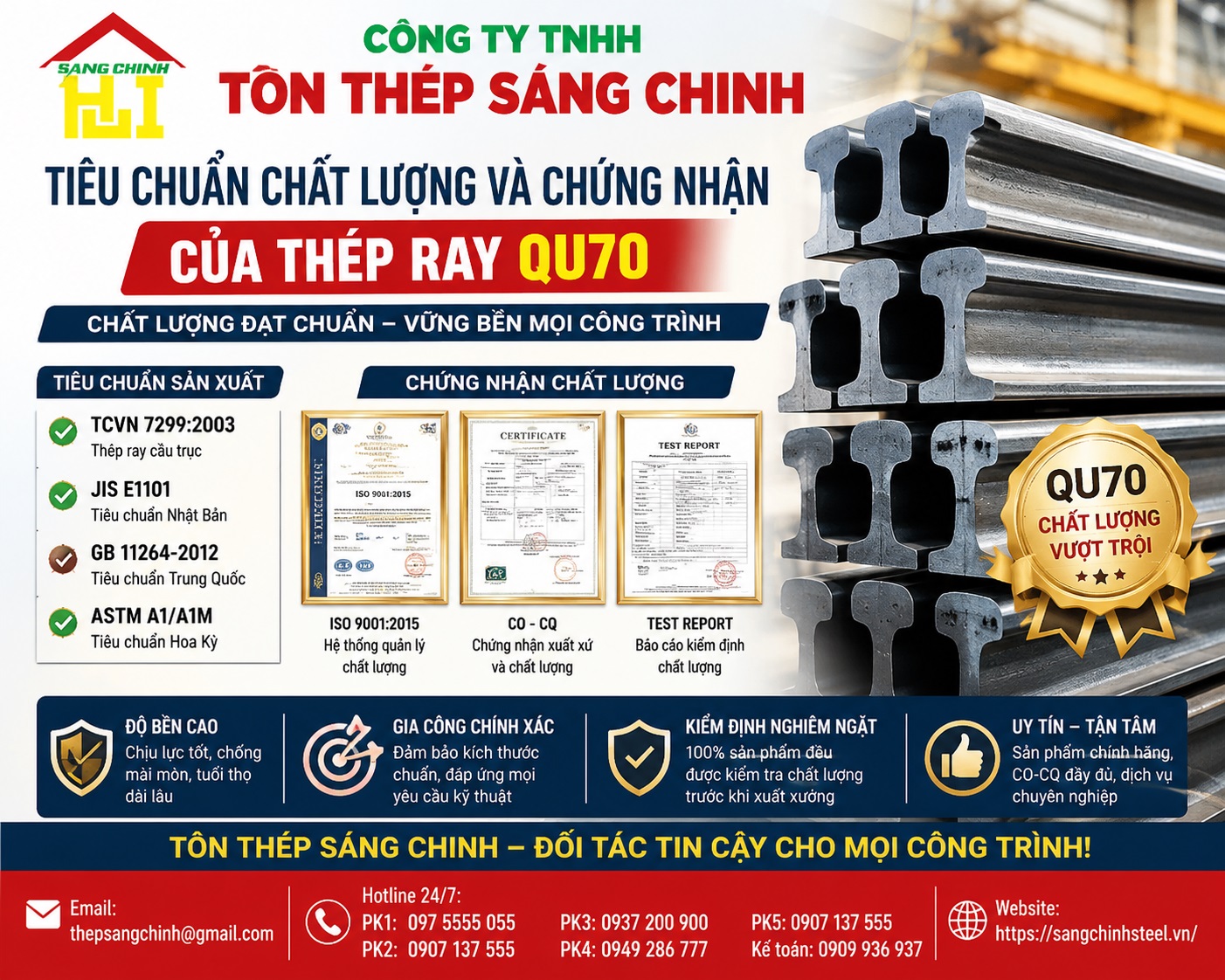 Thép ray QU70
