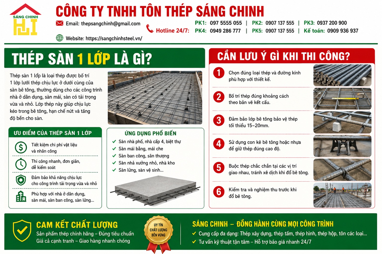 Thép sàn 1 lớp là gì? Cần lưu ý gì khi thi công?