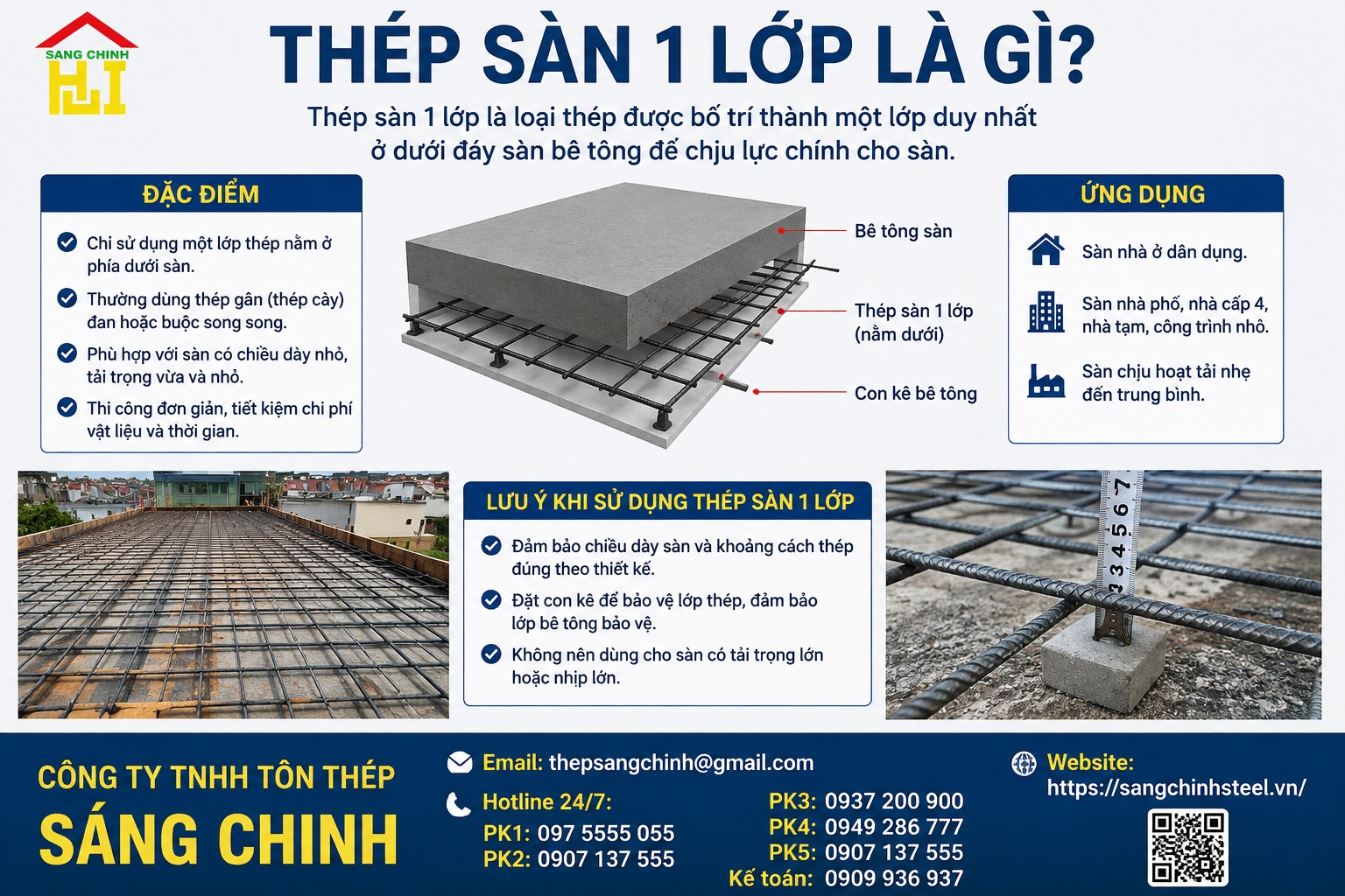 Thép sàn 1 lớp là gì? Cần lưu ý gì khi thi công?