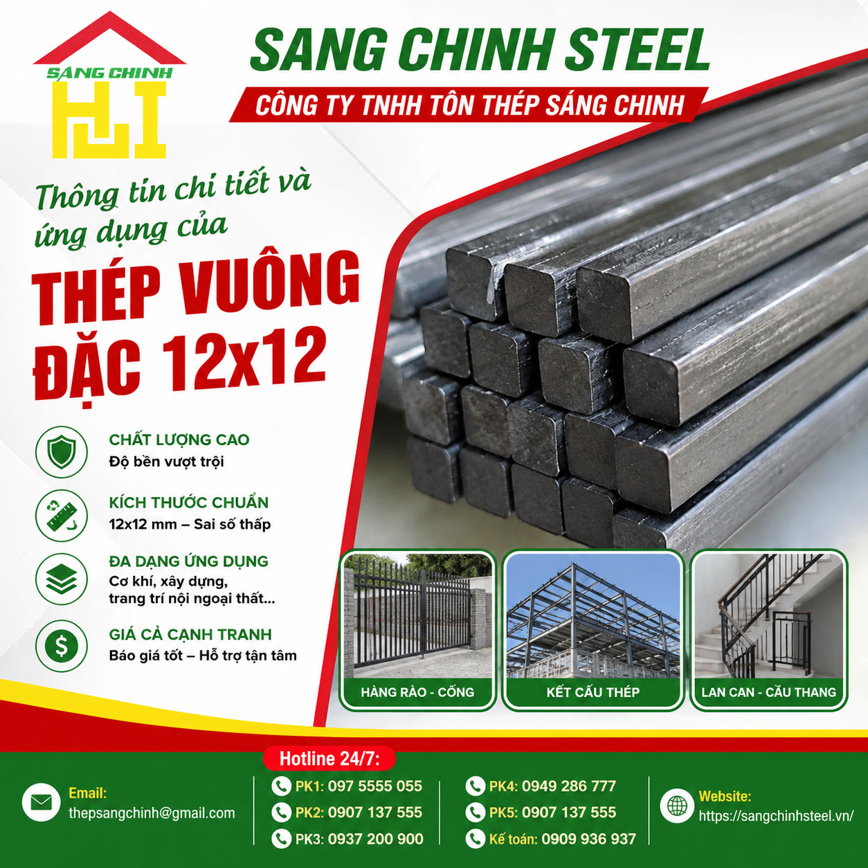 Thông tin chi tiết và ứng dụng của thép vuông đặc 12x12