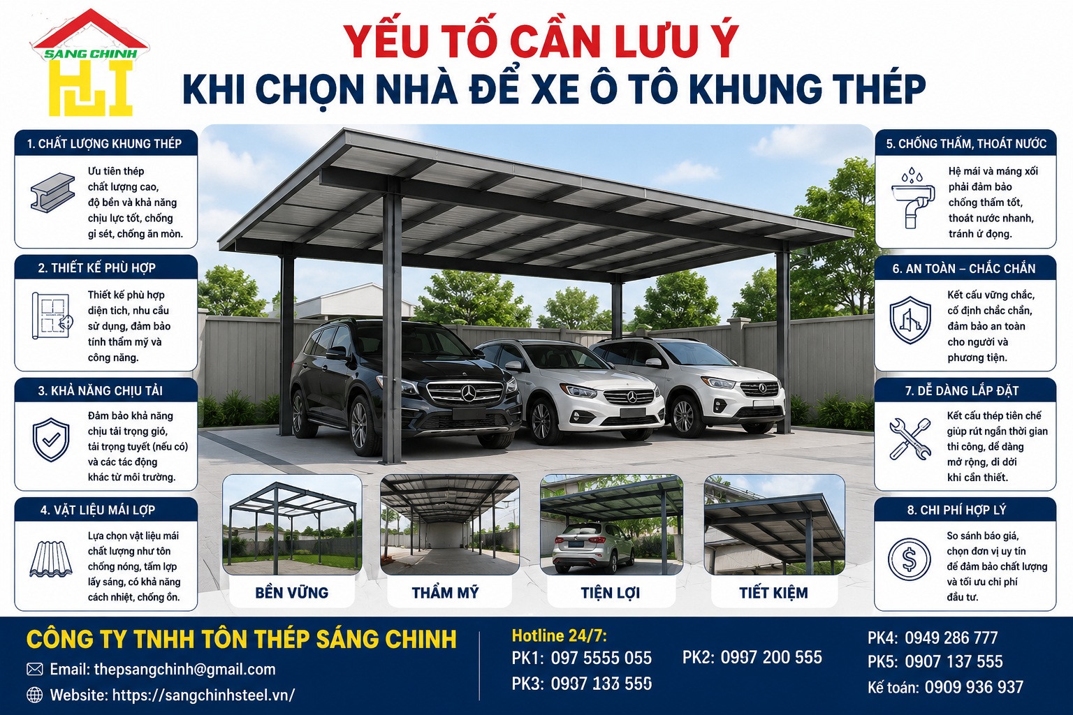 Thi công nhà để xe ô tô khung thép