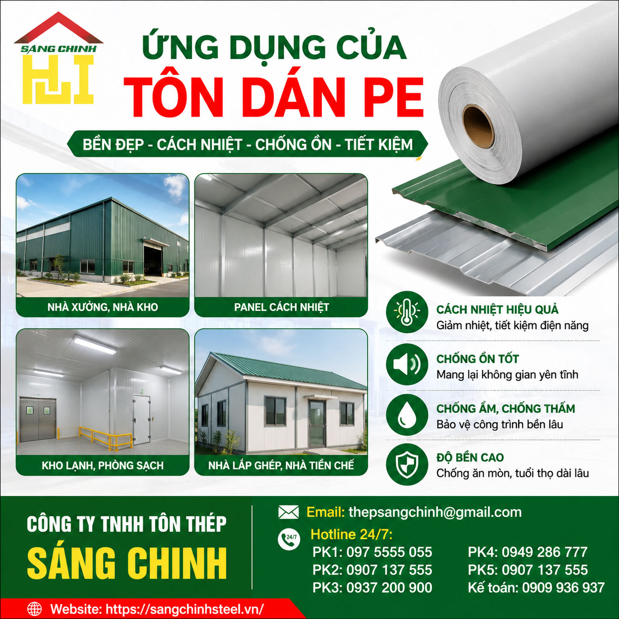 Ứng dụng của tôn dán PE