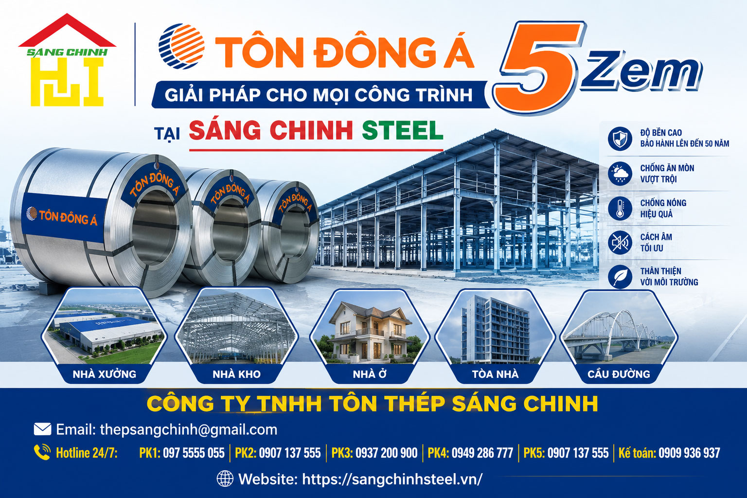 Bảng báo giá Tôn Đông Á 5 Zem giải pháp cho mọi công trình
