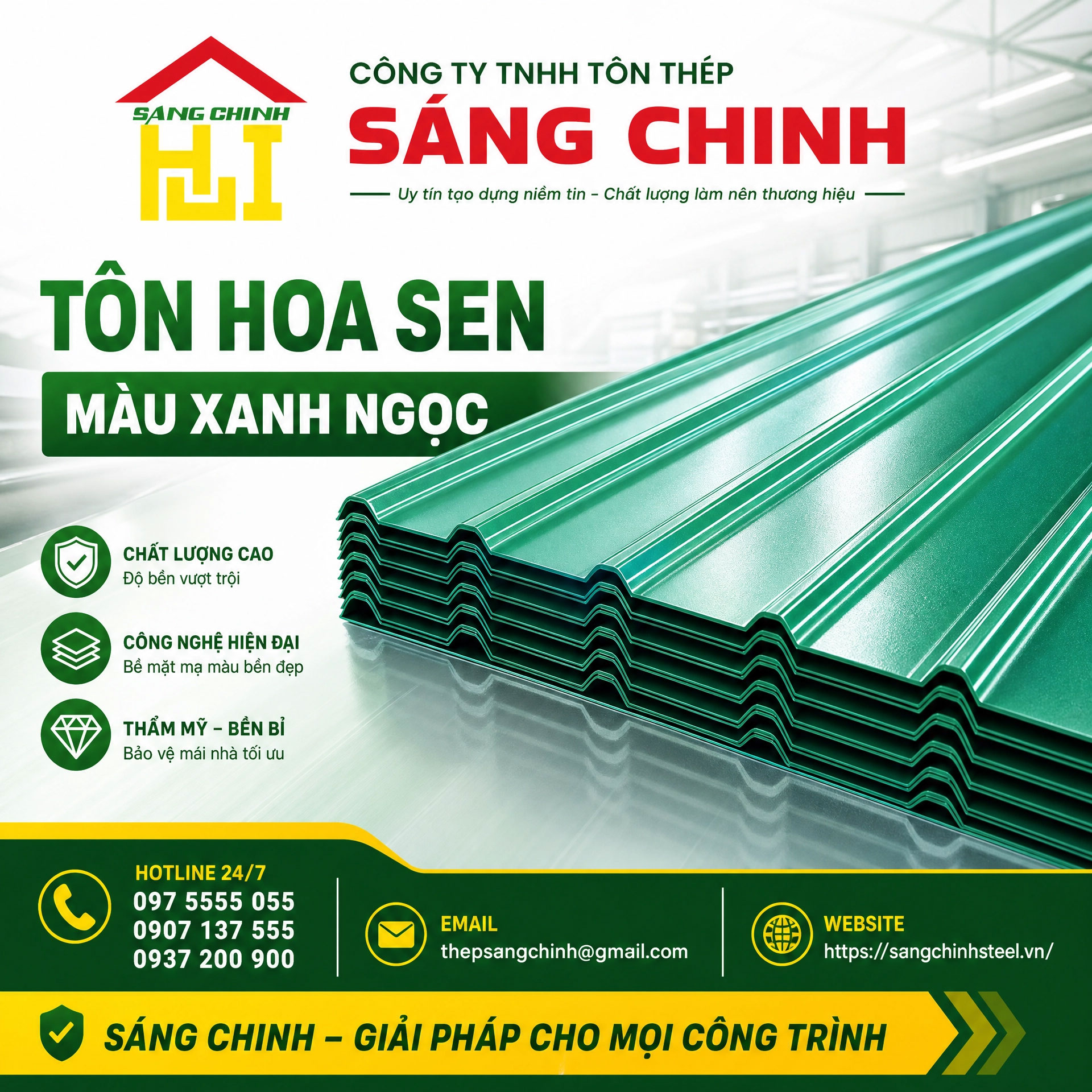 Tôn Hoa Sen màu xanh ngọc