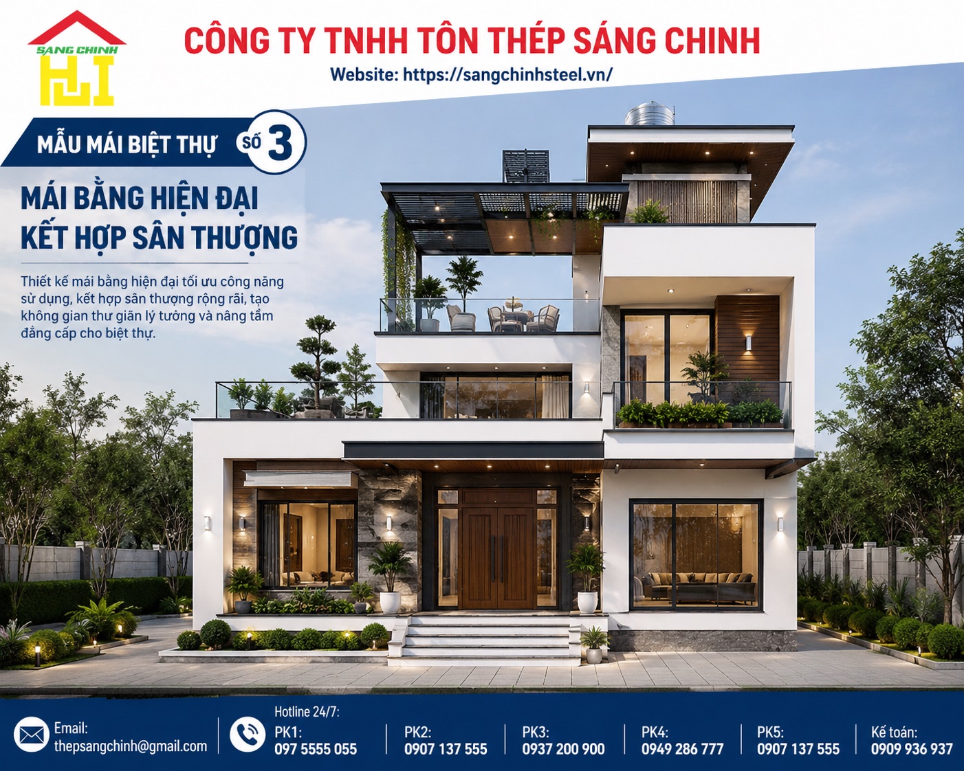 Top 5 mẫu mái biệt thự đẹp khiến gia chủ tâm đắc