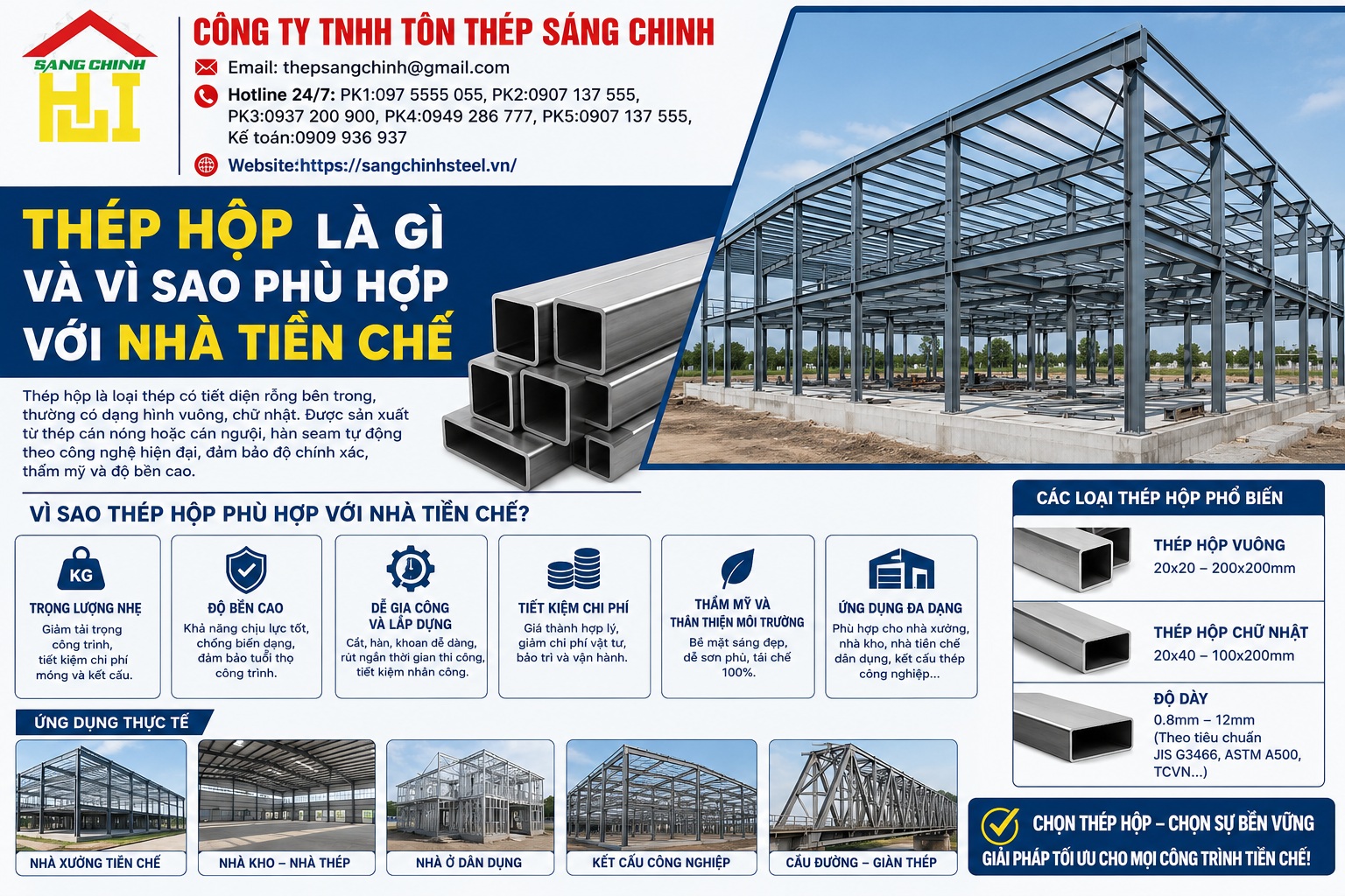 Ứng dụng thép hộp trong nhà tiền chế