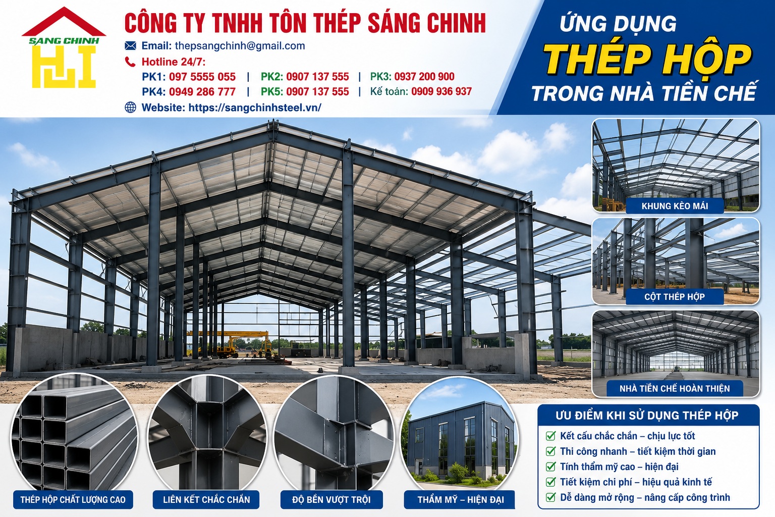 Ứng dụng thép hộp trong nhà tiền chế