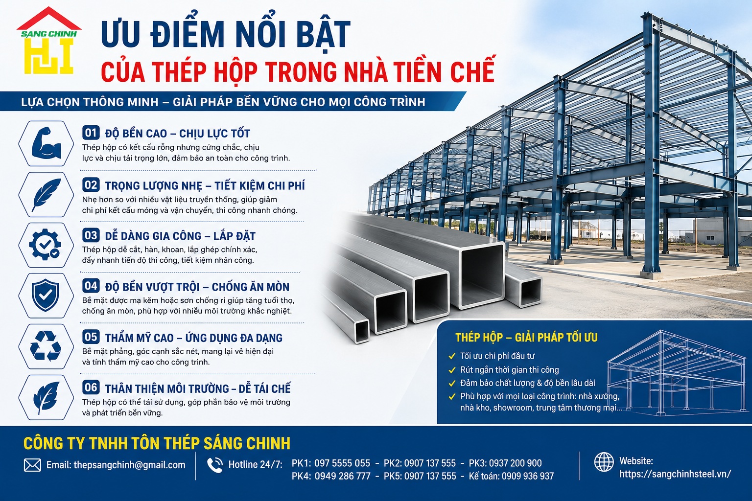 Ứng dụng thép hộp trong nhà tiền chế
