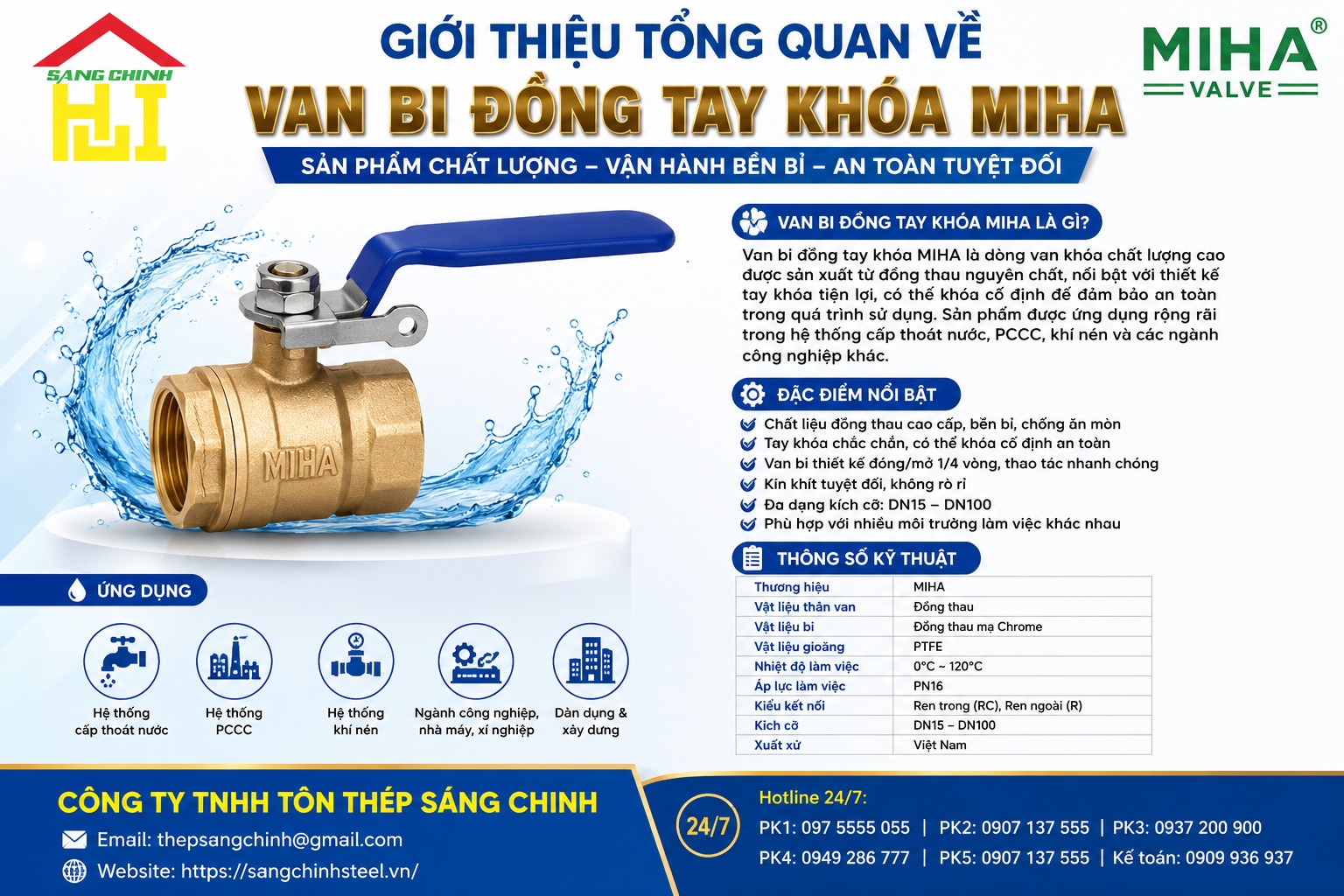 VAN BI ĐỒNG TAY KHÓA – MIHA