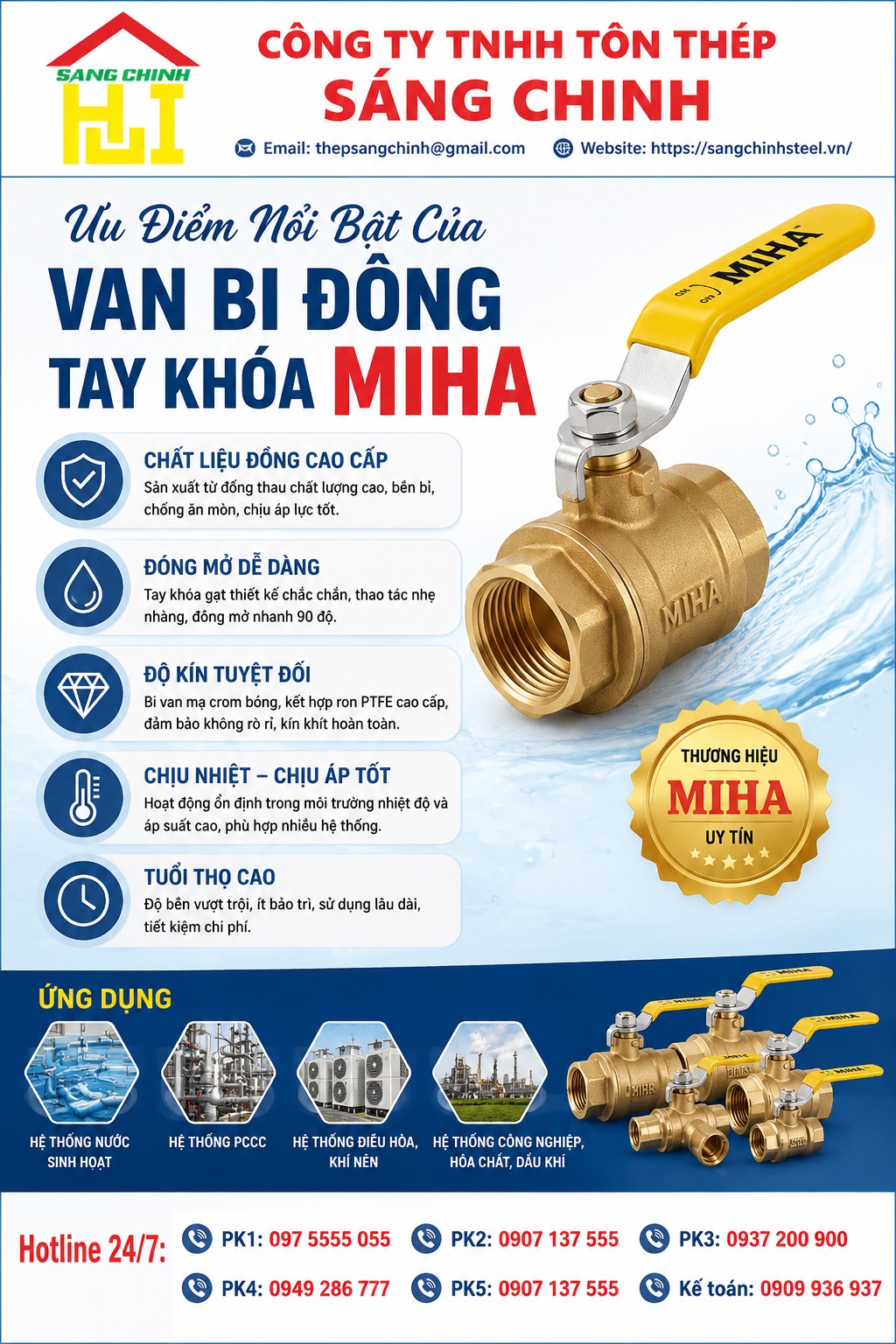 VAN BI ĐỒNG TAY KHÓA – MIHA