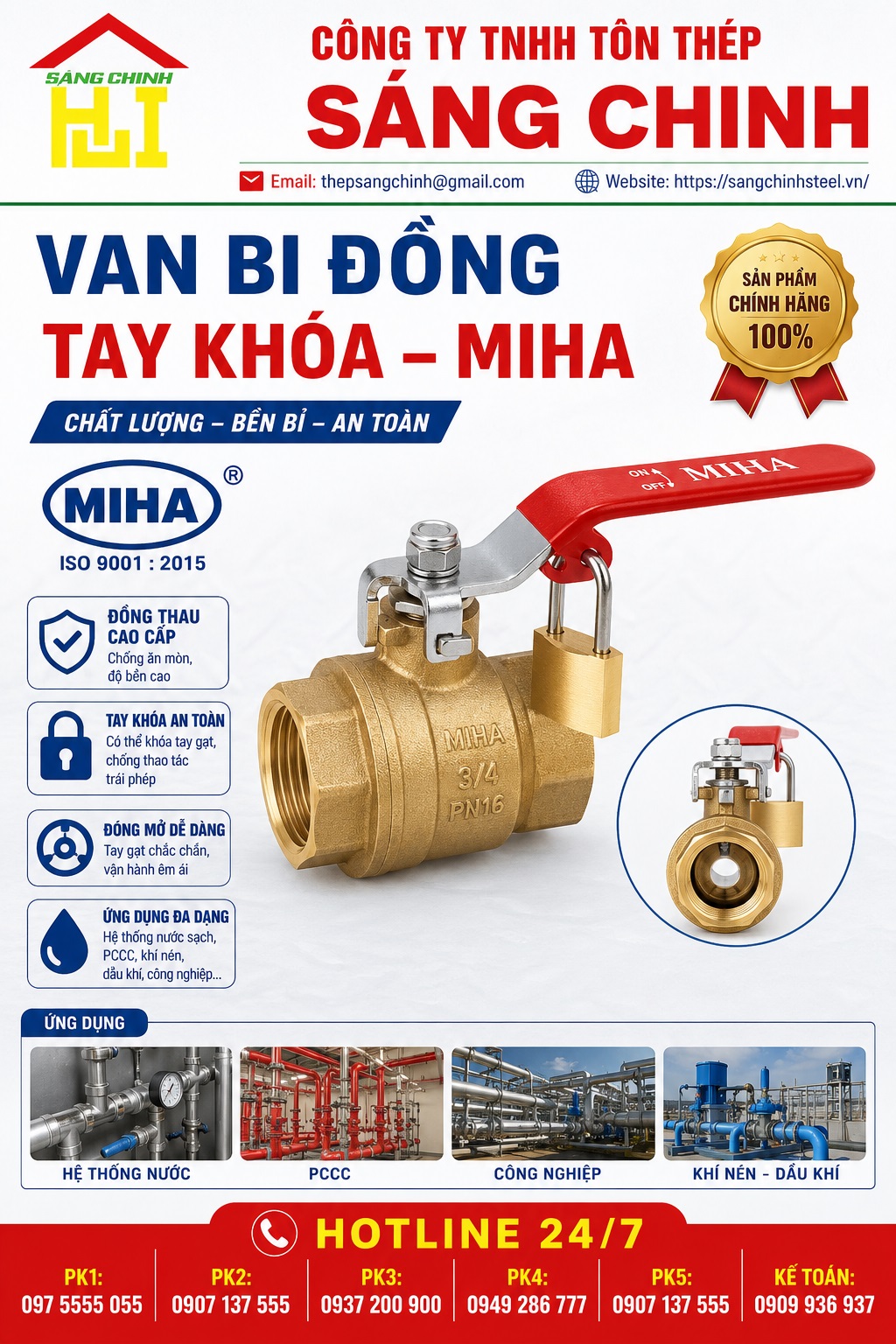 VAN BI ĐỒNG TAY KHÓA – MIHA