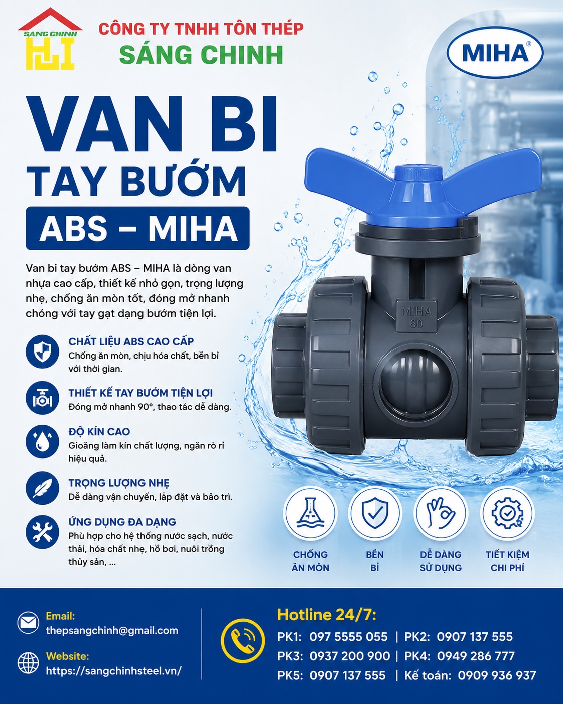 VAN BI TAY BƯỚM ABS – MIHA