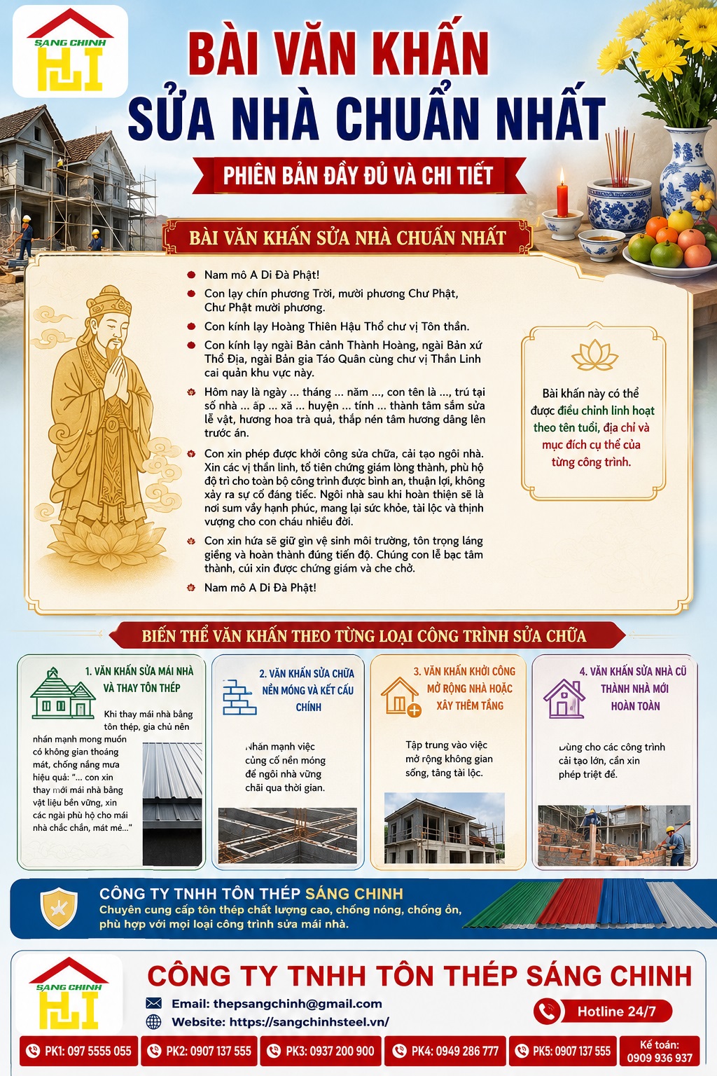 Văn khấn sửa nhà bài cúng khởi công sửa chữa nhà chuẩn nhất