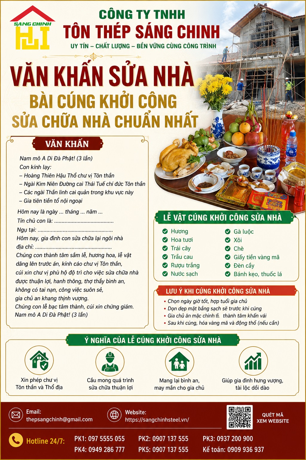 Văn khấn sửa nhà bài cúng khởi công sửa chữa nhà chuẩn nhất