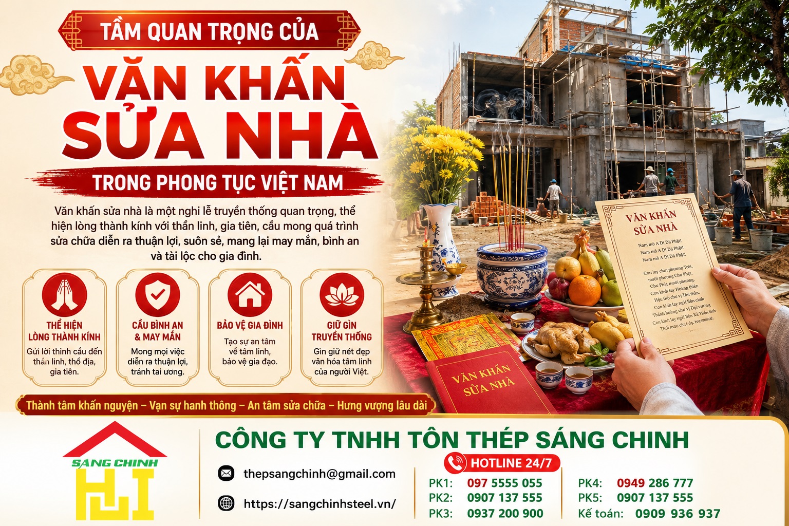 Văn khấn sửa nhà bài cúng khởi công sửa chữa nhà chuẩn nhất