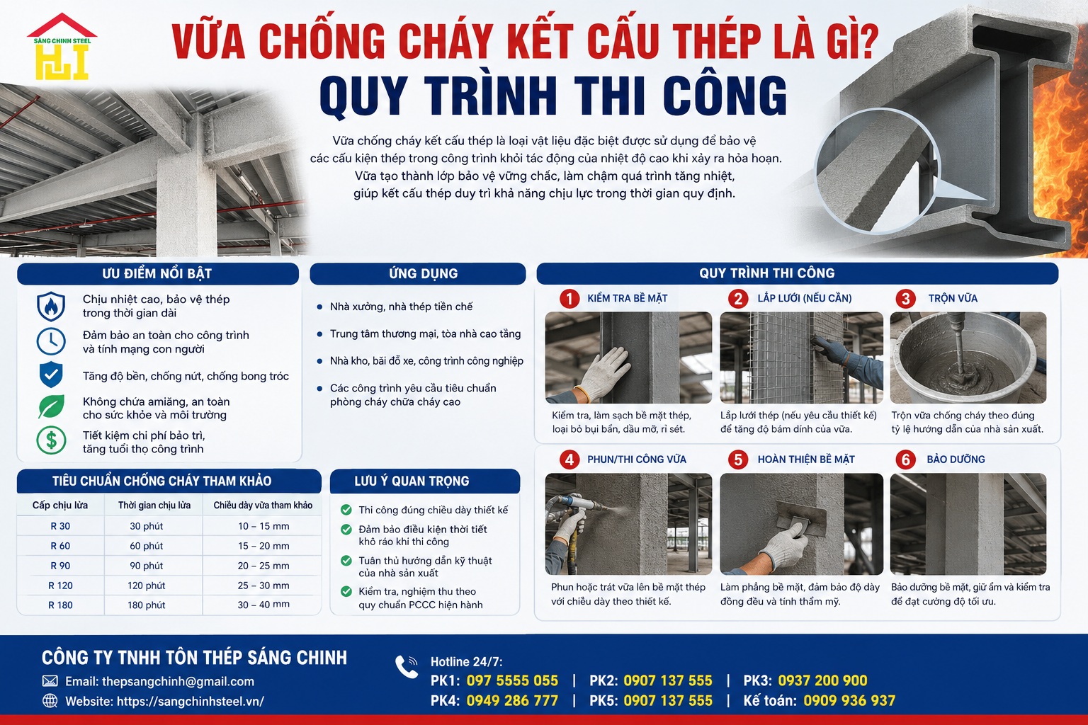 Vữa Chống Cháy Kết Cấu Thép Là Gì? Quy Trình Thi Công
