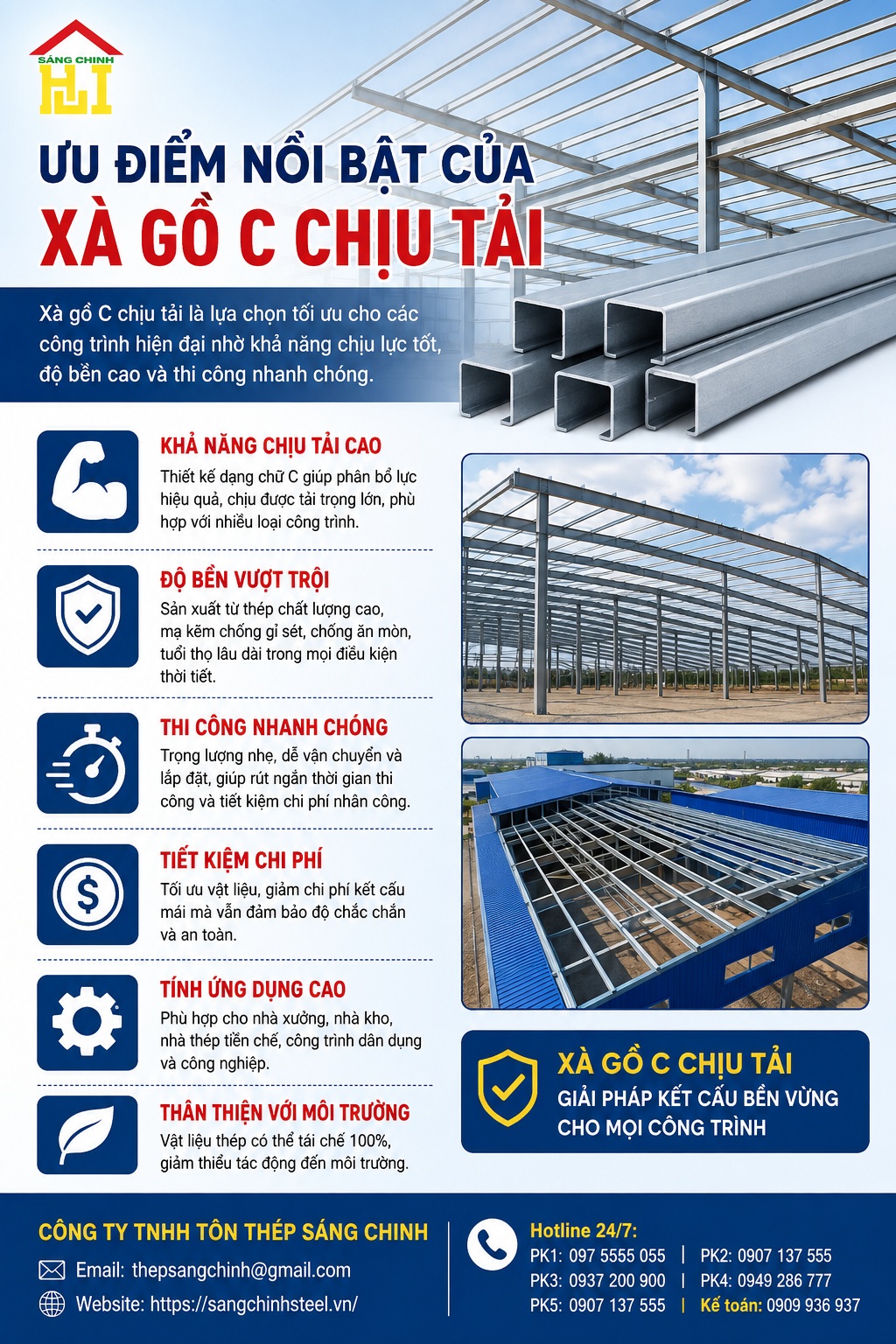 Xà gồ C chịu tải