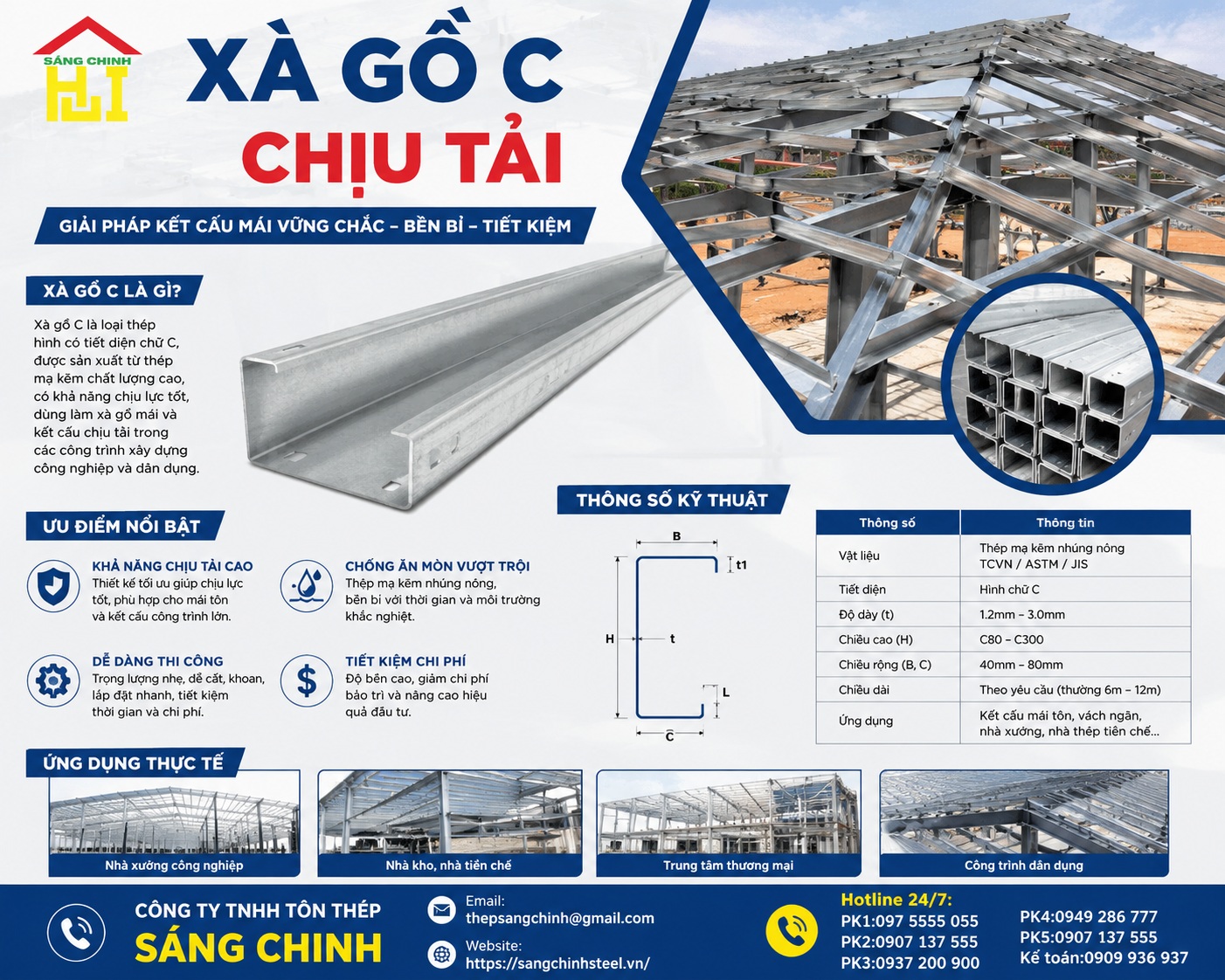 Xà gồ C chịu tải