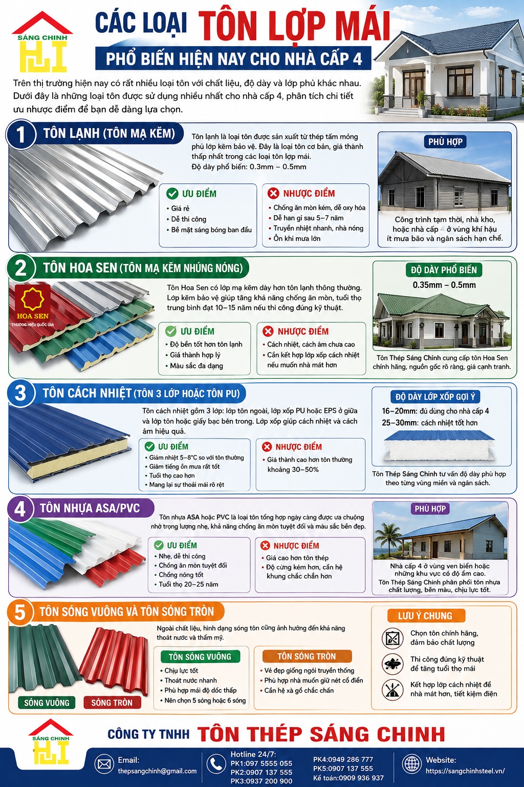 Xây nhà cấp 4 nên dùng loại tôn nào?