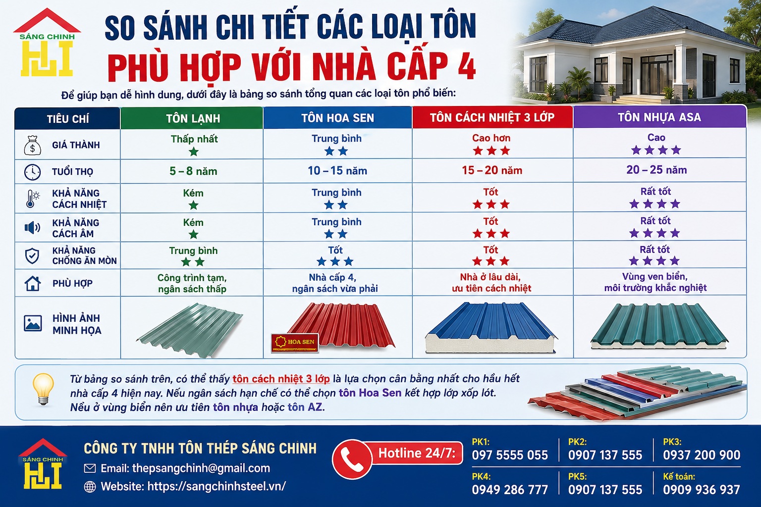 Xây nhà cấp 4 nên dùng loại tôn nào?