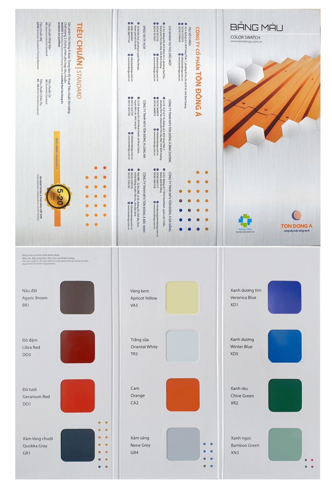 Mã màu tôn đông á - tôn đông á có tốt không - tôn đông á 4 dem, 5 dem