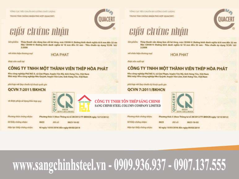 Chứng chỉ CO CQ xuất xưởng thép Hòa Phát mới