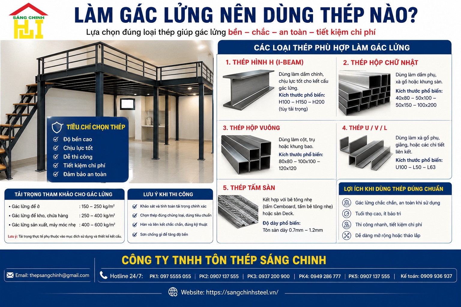 Làm gác lửng nên dùng thép nào?