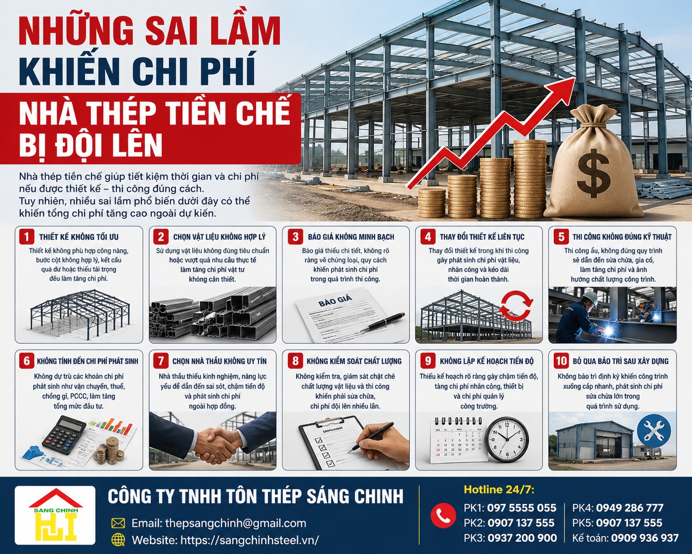 Những sai lầm khiến chi phí nhà thép tiền chế bị đội lên