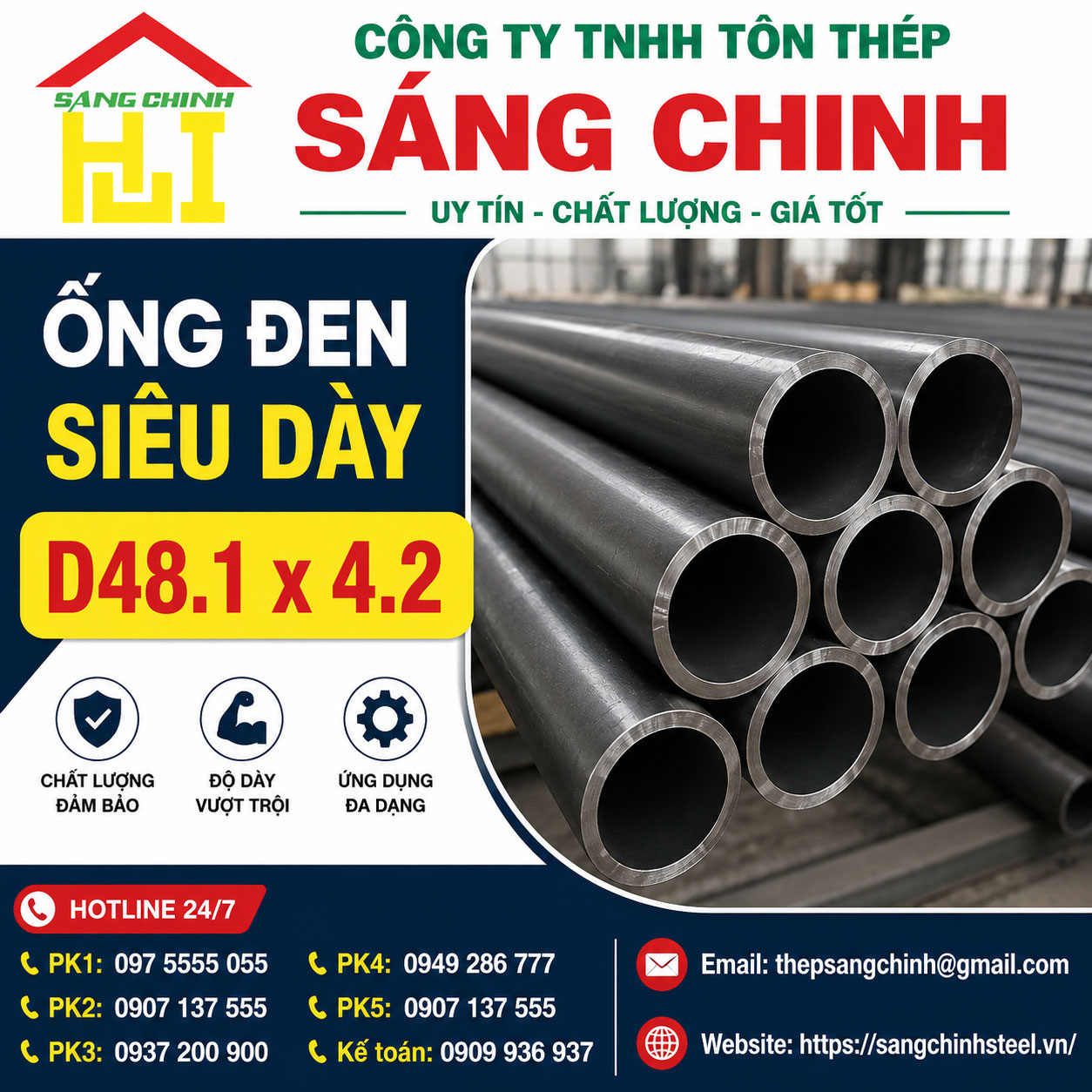 Ống đen siêu dày D48.1 x 4.2
