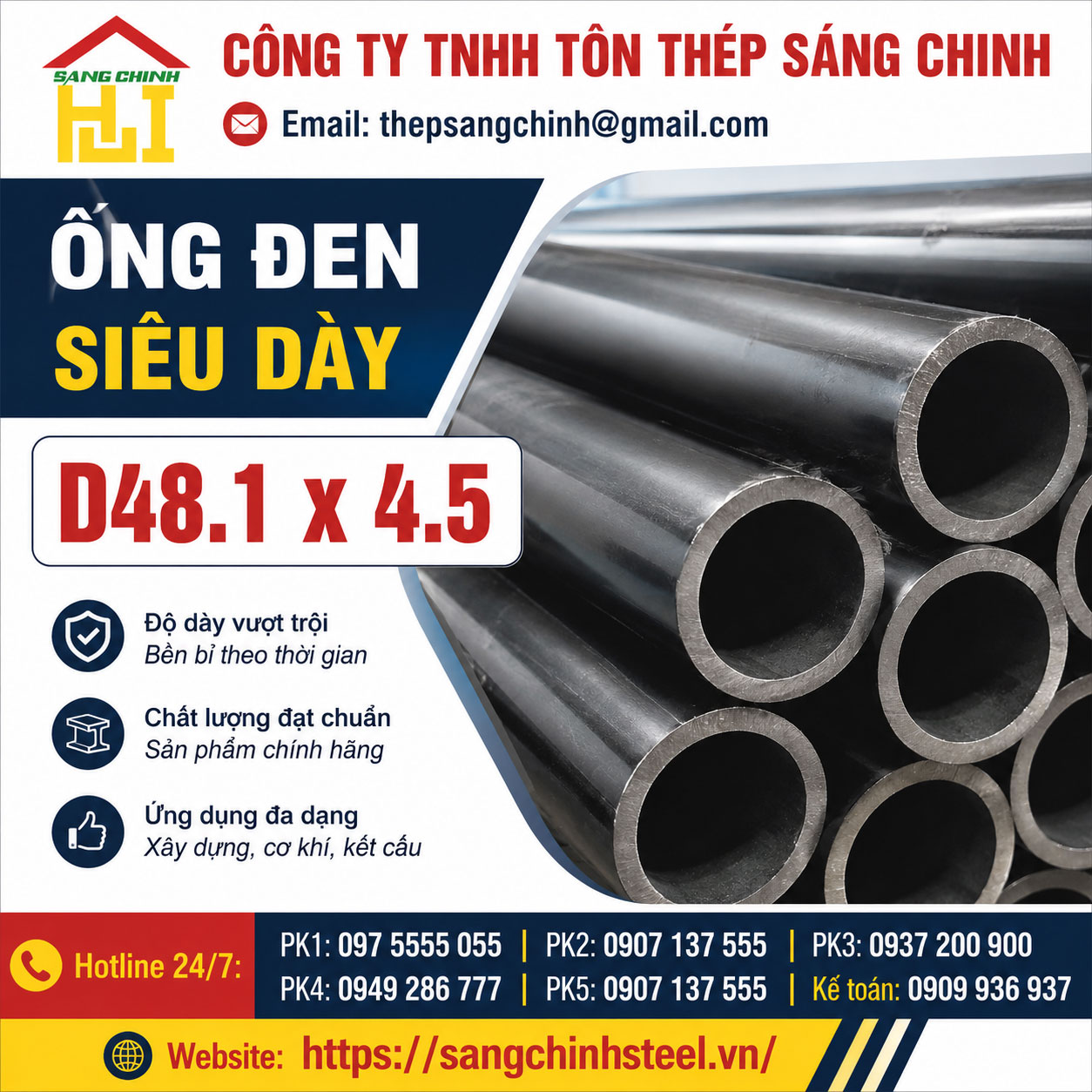 Ống đen siêu dày D48.1 x 4.5