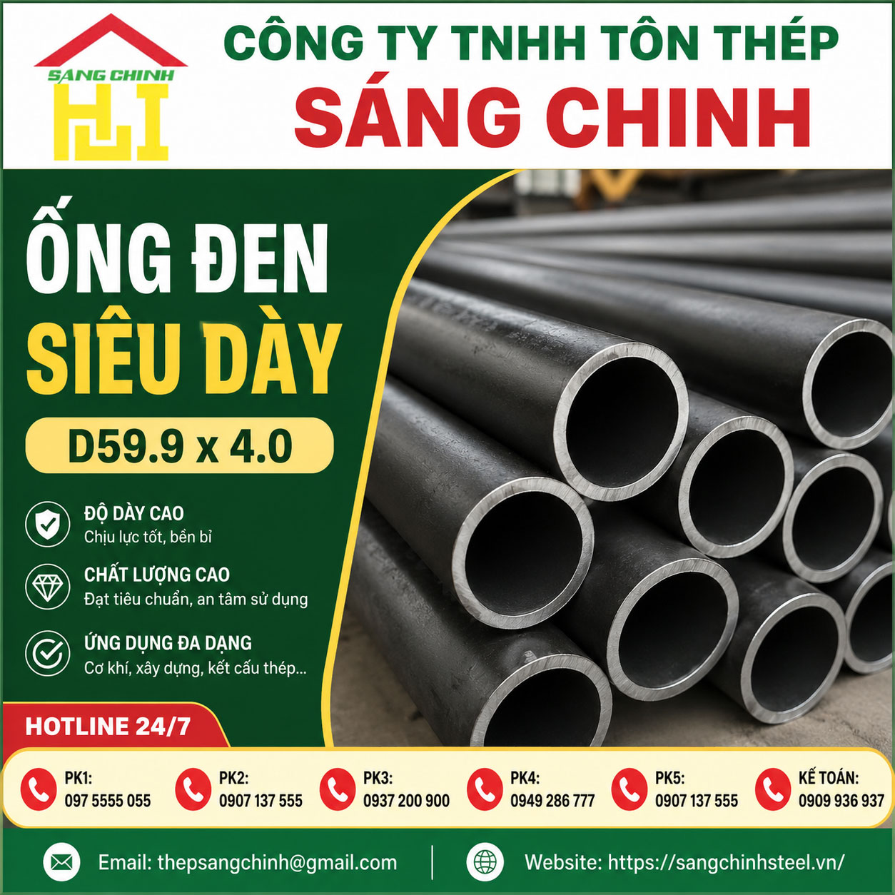 Ống đen siêu dày D59.9 x 4.0