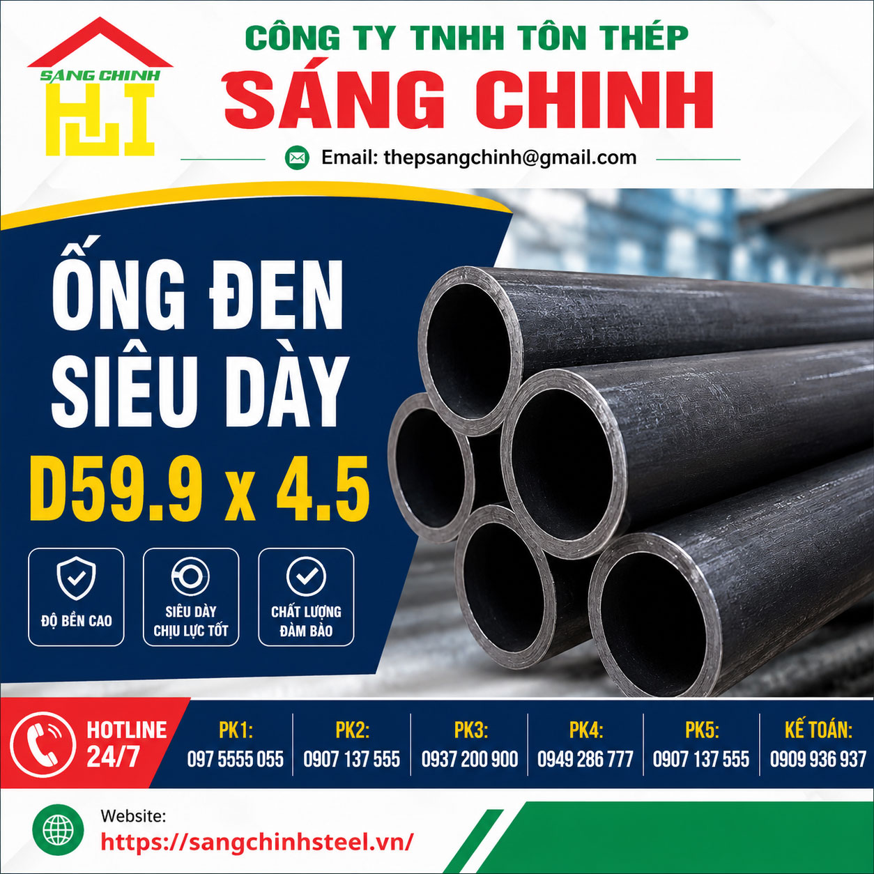 Ống đen siêu dày D59.9 x 4.5