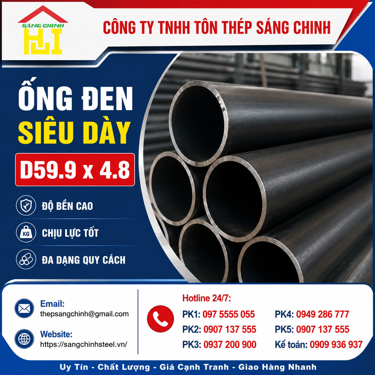 Ống đen siêu dày D59.9 x 4.8