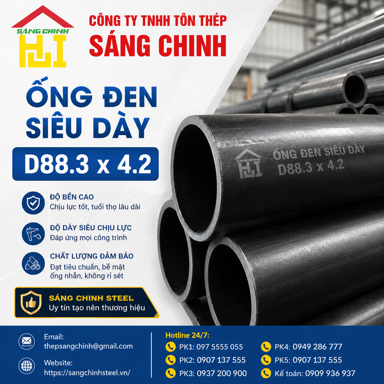 Ống đen siêu dày D88.3 x 4.2