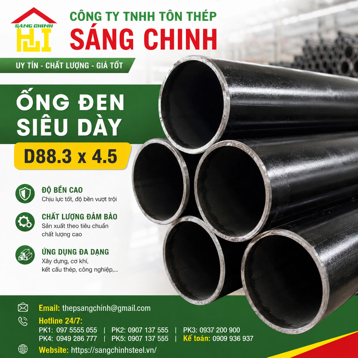 Ống đen siêu dày D88.3 x 4.5