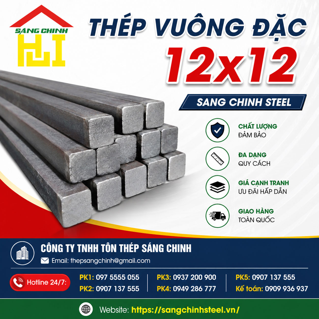 Bảng báo giá thép vuông đặc 12x12