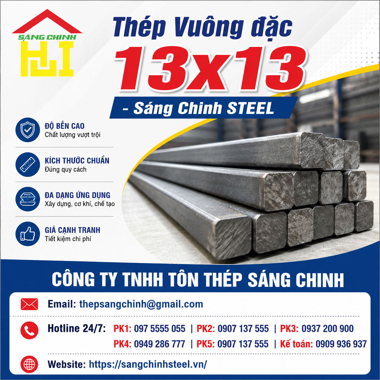 Bảng báo giá thép vuông đặc 13x13