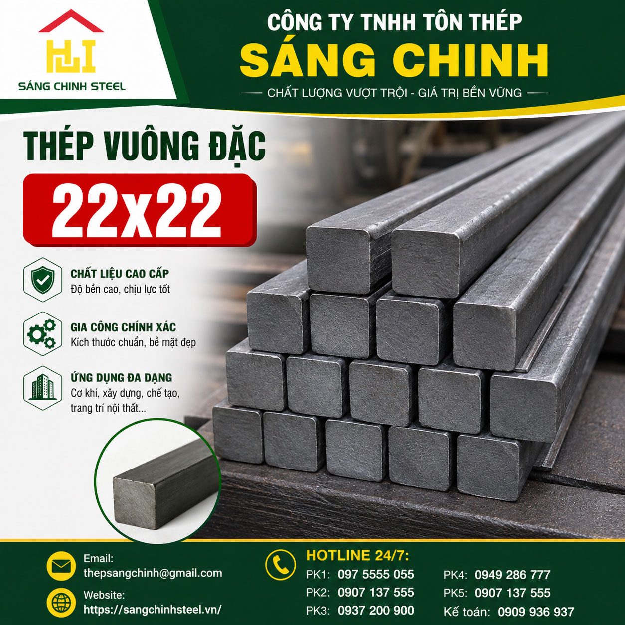Bảng báo giá thép vuông đặc 22x22