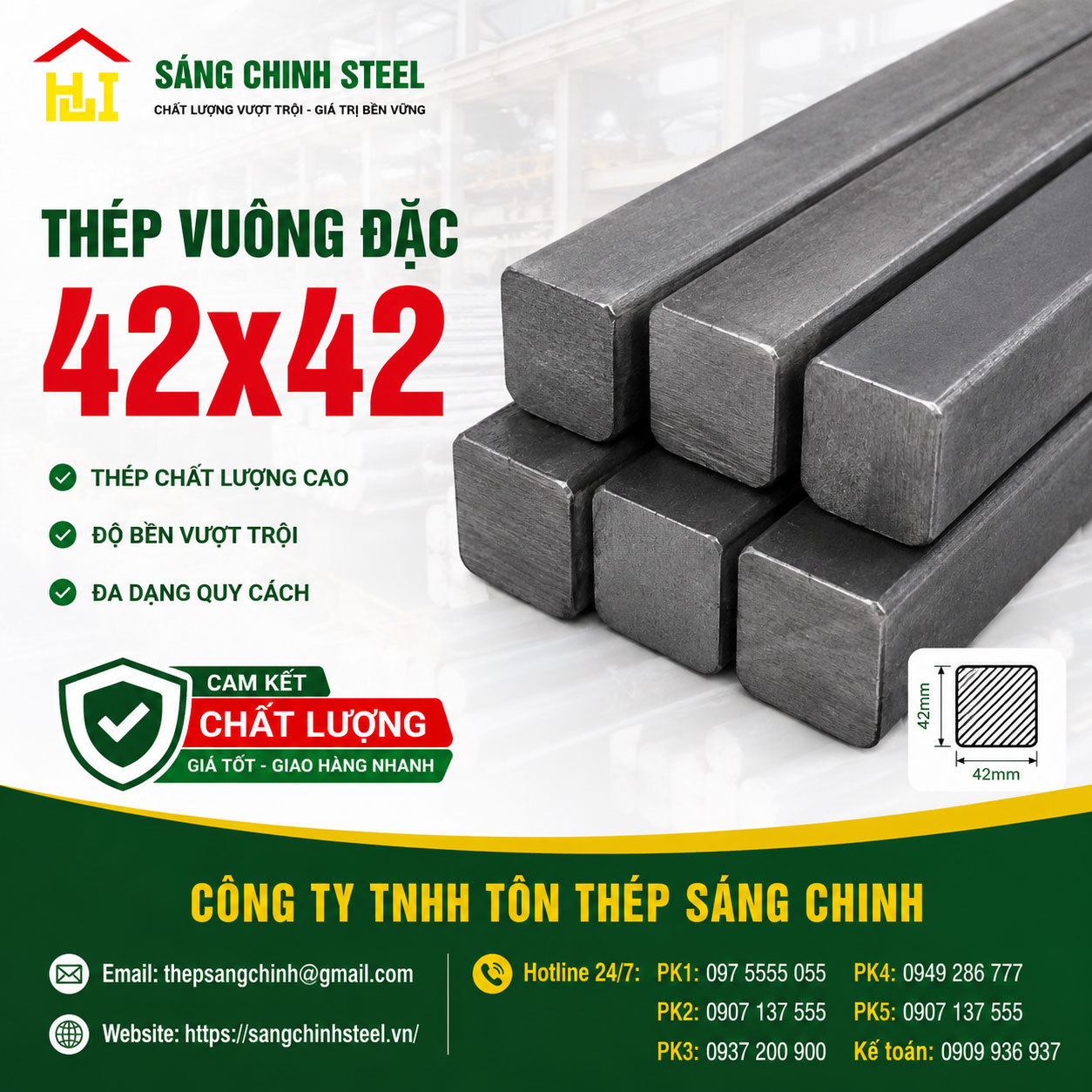 Bảng báo giá thép vuông đặc 42x42