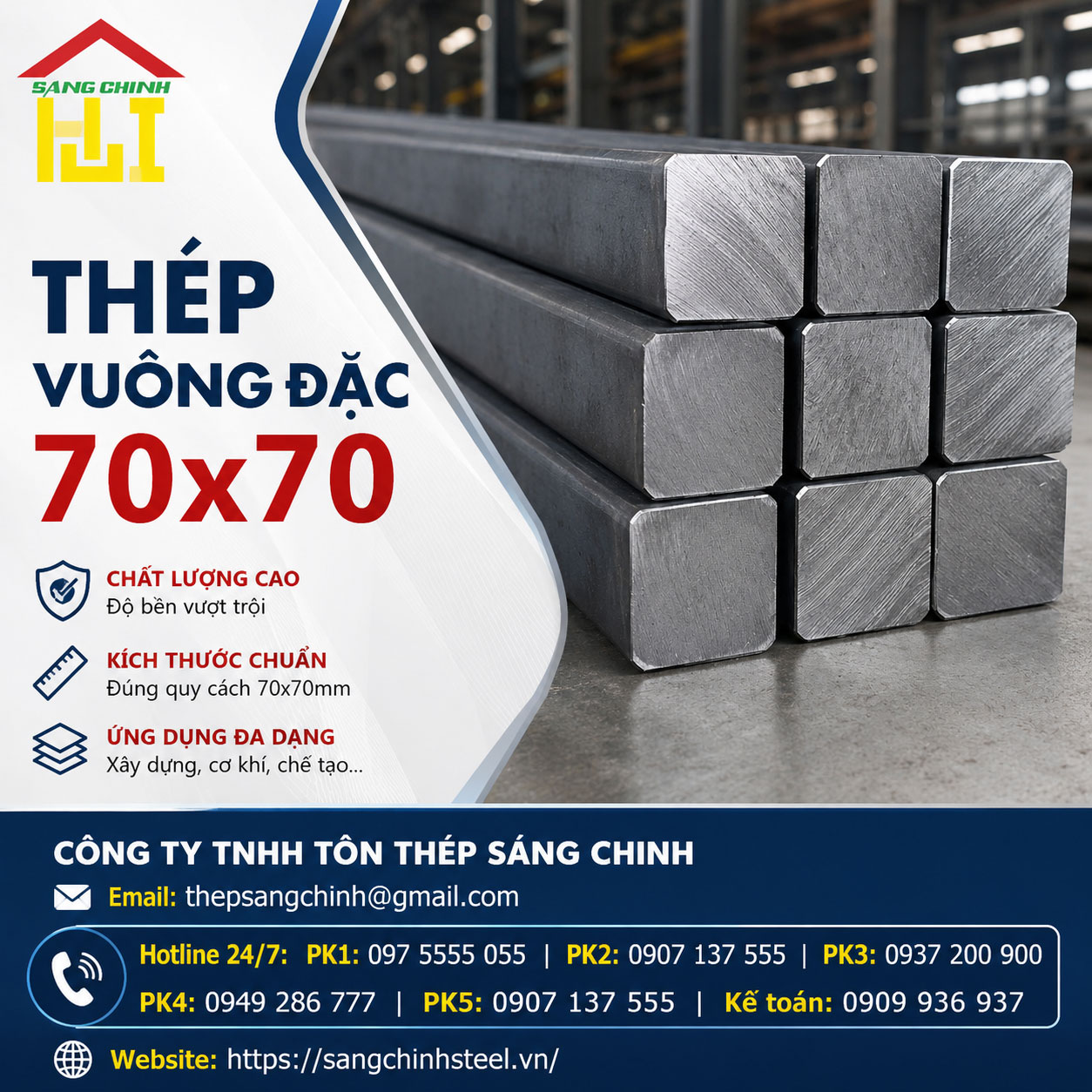 Bảng báo giá thép vuông đặc 70x70