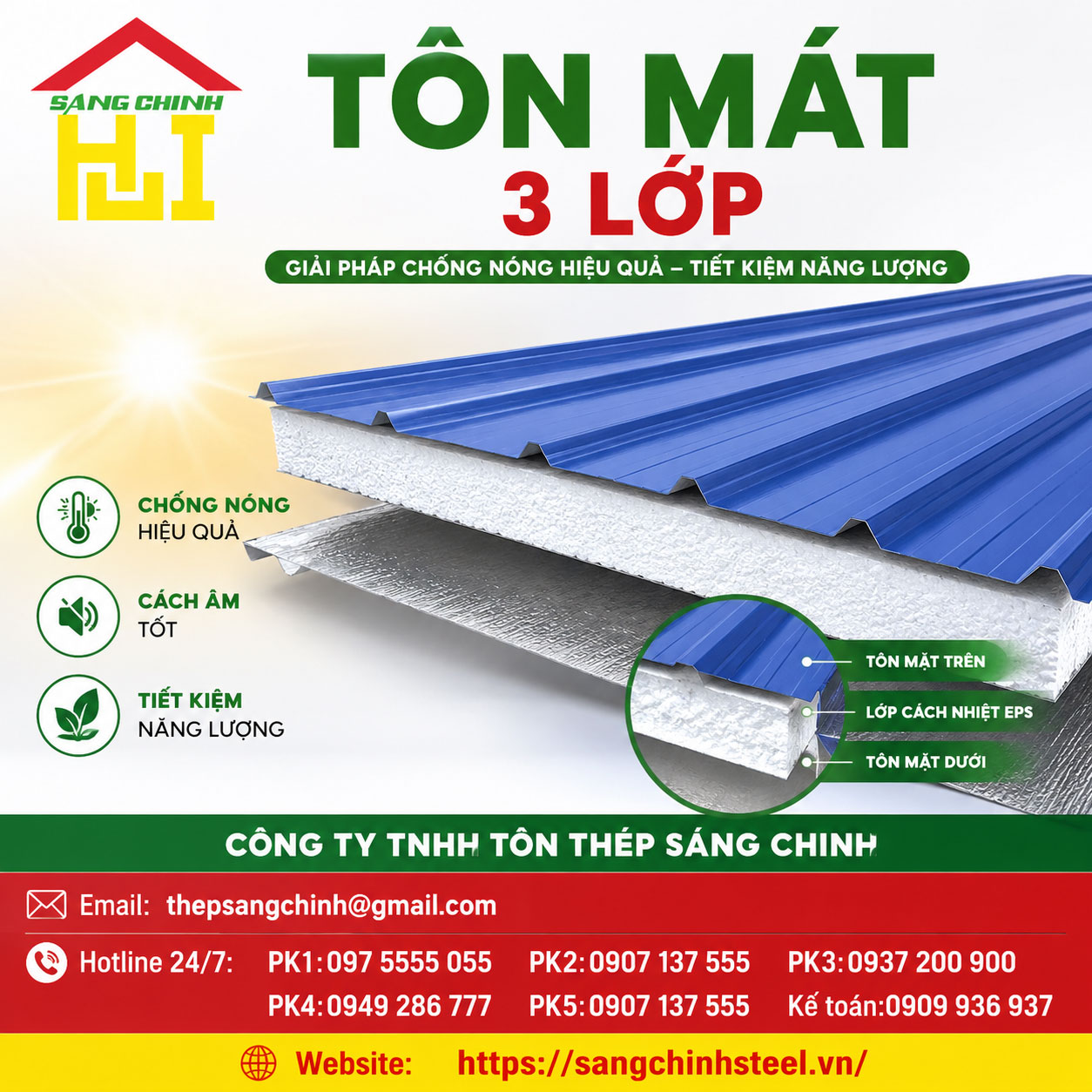 Bảng báo giá tôn mát 3 lớp