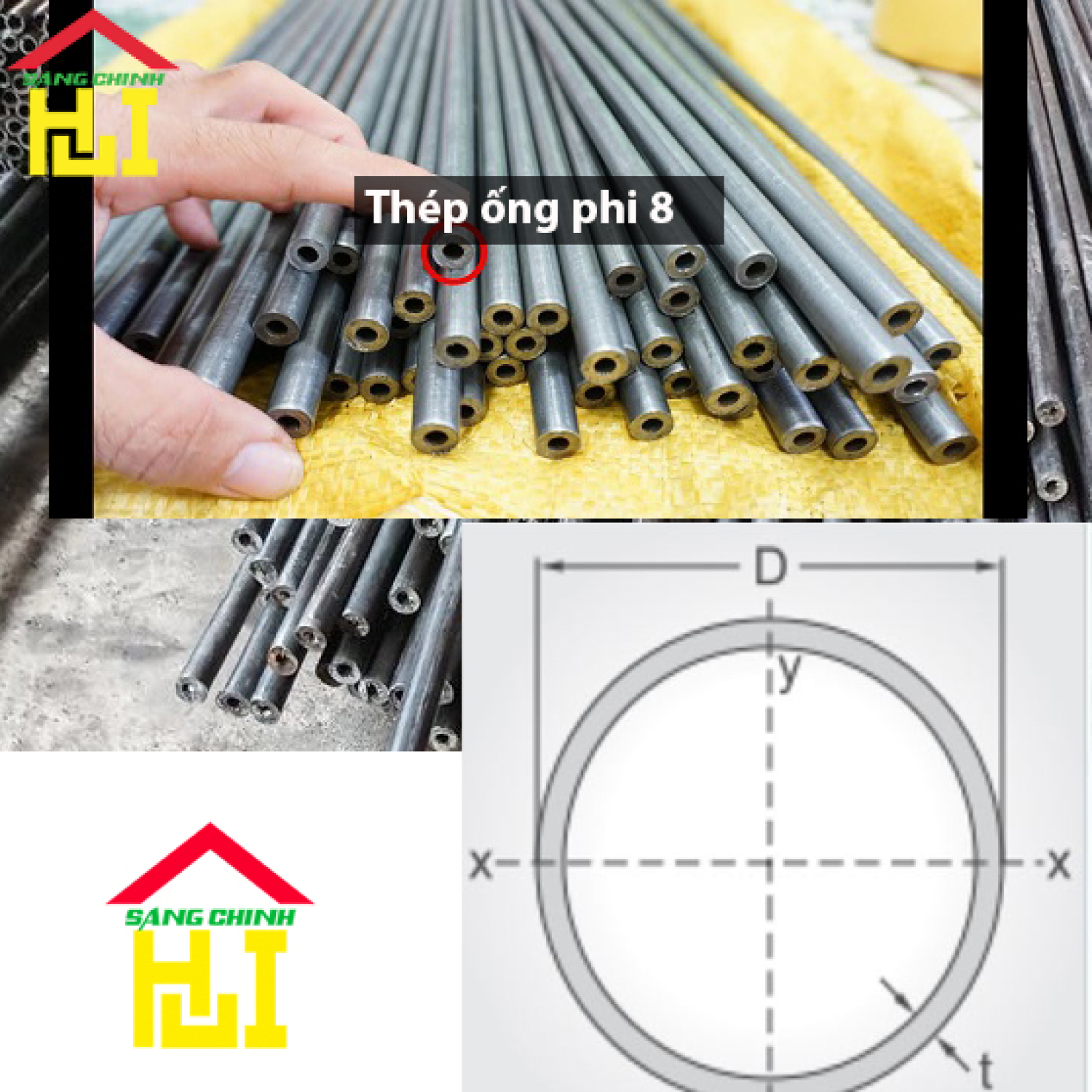 Thép ống phi 8