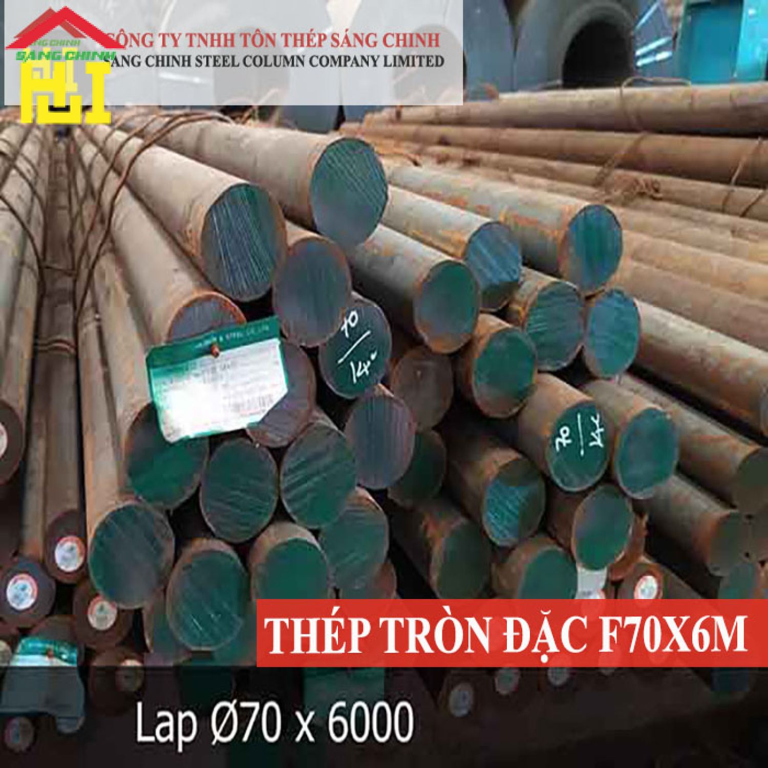 Thép tròn đặc phi 70 x 6m