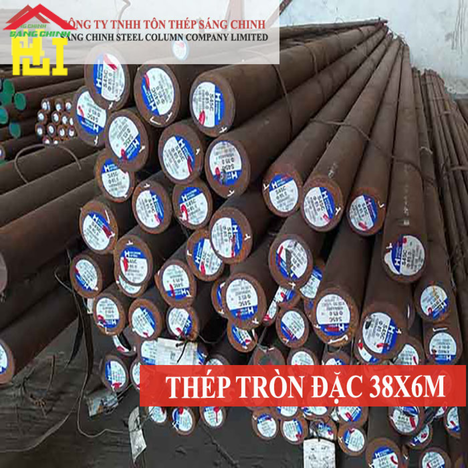 Thép tròn đặc phi 38 x 6m