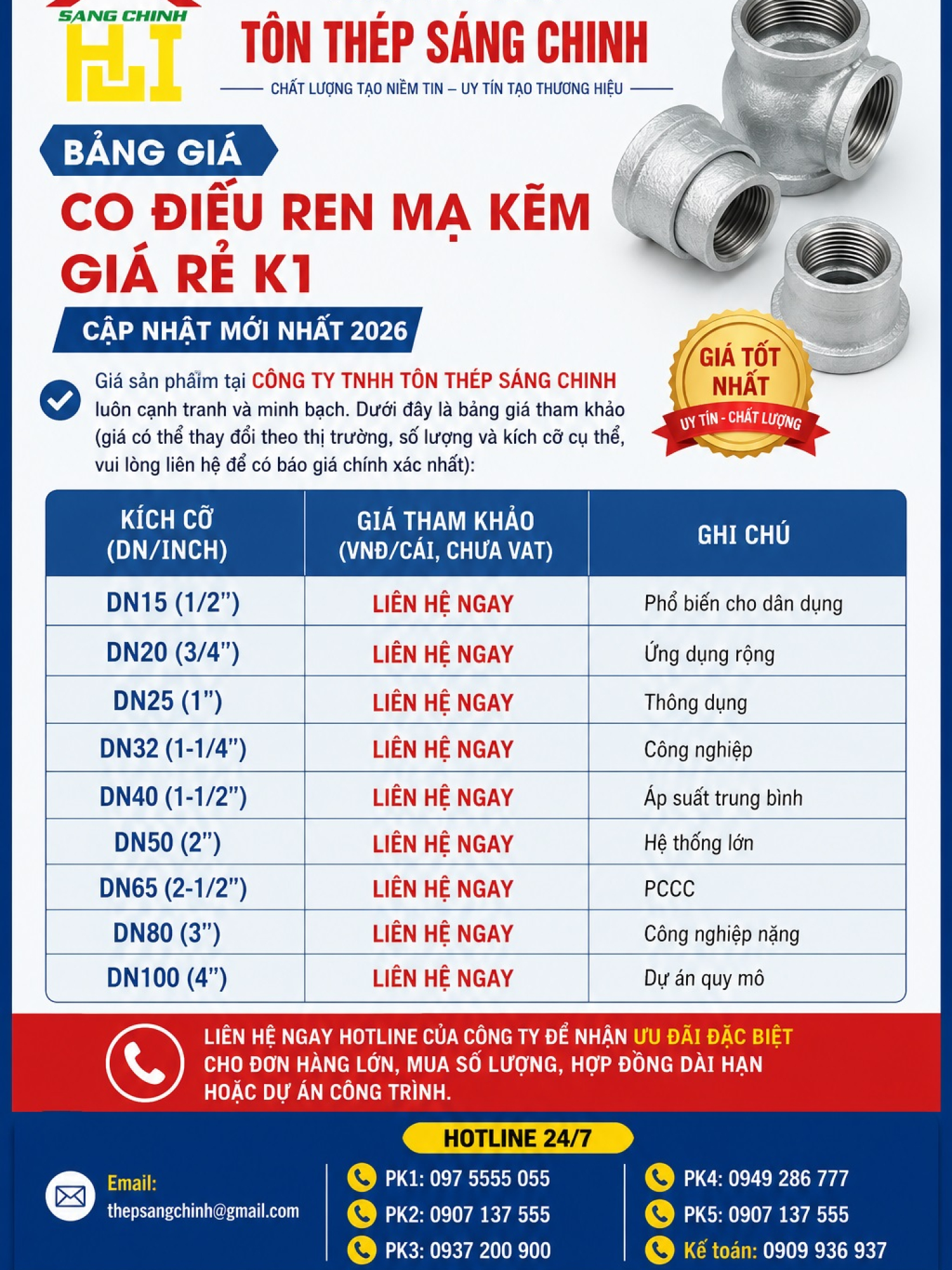 Co điếu ren mạ kẽm giá rẻ K1