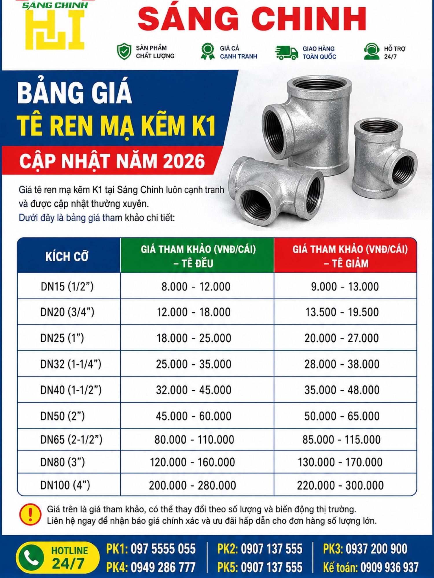 Tê ren mạ kẽm giá rẻ K1