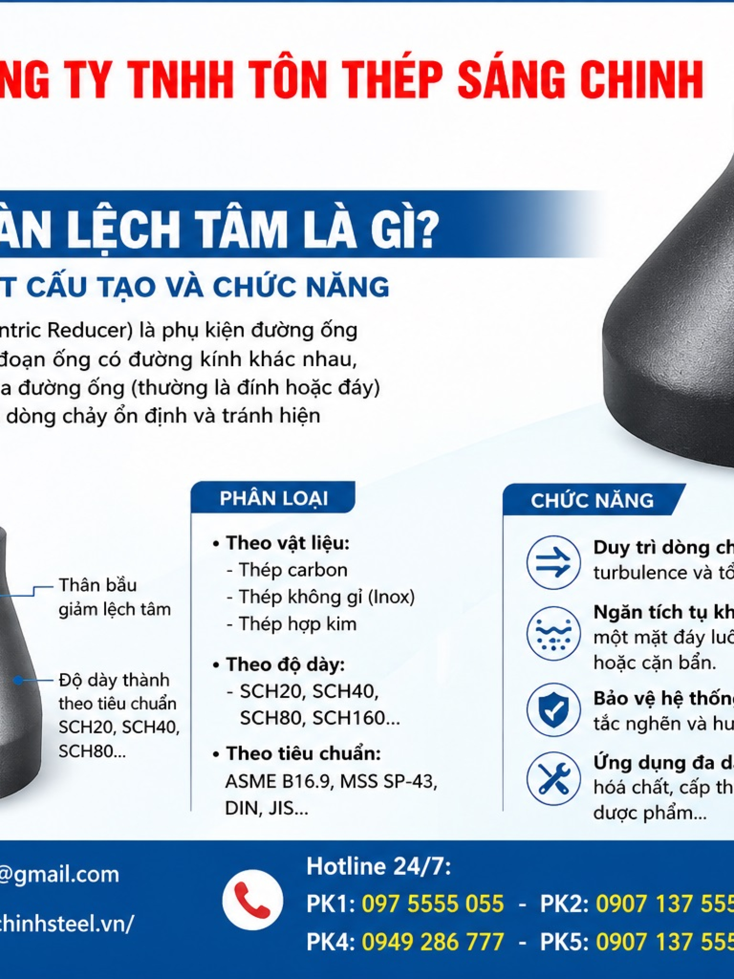 Bầu Giảm Hàn Lệch Tâm SCH20 SCH40 SCH80 (côn thu)